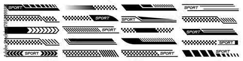 Car stripe collection with sport style. Racing decals and geometric lines for auto design and speed concept