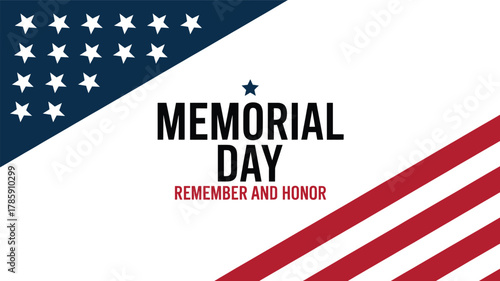 Memorial day remember and honor text with american flag stars and stripes graphic design silhouette