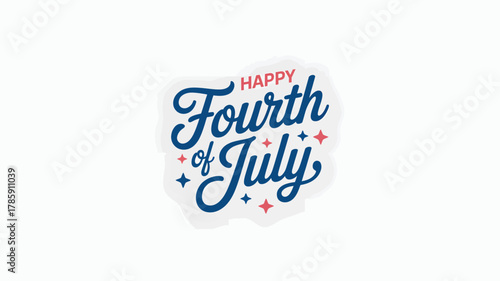 Happy fourth of july festive lettering with stars and stripes in a patriotic silhouette design celebrating american independence day