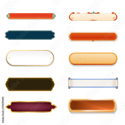 Modern vector set of colorful label frames and banners, perfect for packaging, design templates, and digital decoration.