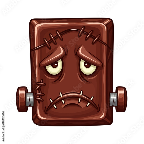 Sad chocolate frankenstein monster, a spooky and sweet treat for halloween, perfect for those who love a bit of dark humor