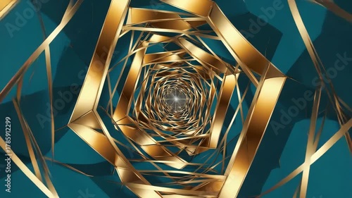 Abstract Gold Geometric Tunnel Luxury, Motion, and Futuristic Design Background