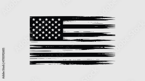 Distressed american flag silhouette with grunge texture and bold stripes representing patriotism and freedom silhouette