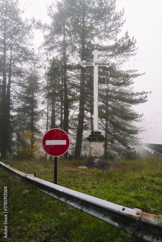 The Augas Cross road crossing before the forest, Fontainebleau Forest, France