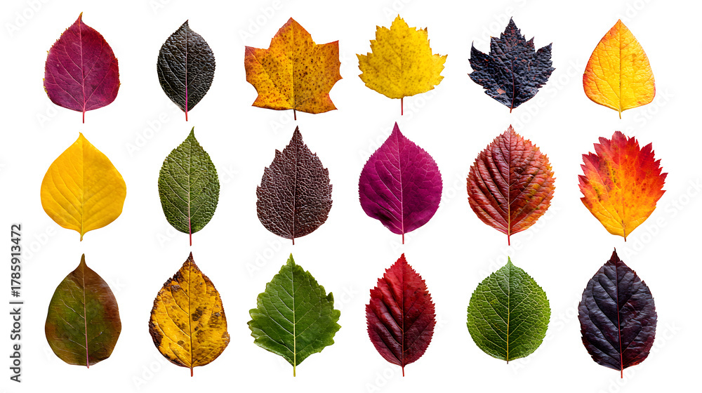 Obraz premium Autumn Leaves Collection, isolated on transparent background
