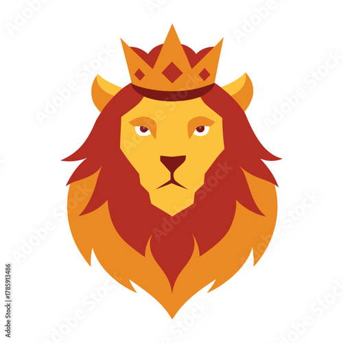 Majestic lion wearing a golden crown in a fantasy style