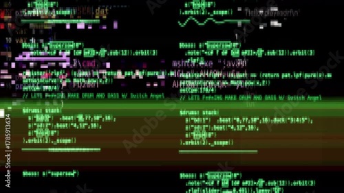 abstract code and data on black