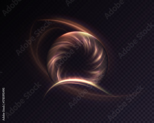 A dark magical light portal with a swirling yellow glow and a semicircular arc. Suitable for fantasy, teleportation, dark magic, and sci-fi scenes with a dark background.