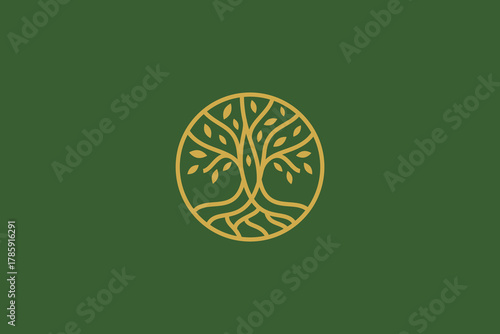 Minimalist Tree Logo Wood Root Leaf Nature Creative Brand Identity