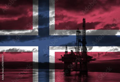 Natural Gas drilling rig with Norway flag overlay