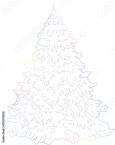 Outlined Rainbow Christmas Tree 