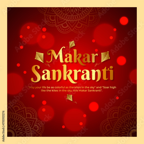 Vector illustration of Happy Makar Sankranti social media template