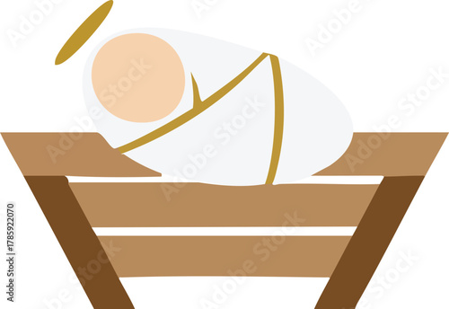 jesus baby on Straw cradle manger character vector illustration design