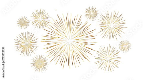 Sparkling Gold Bursting Fireworks Celebration Design Element