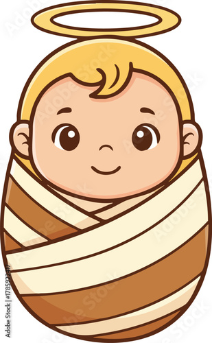 jesus baby on Straw cradle manger character vector illustration design