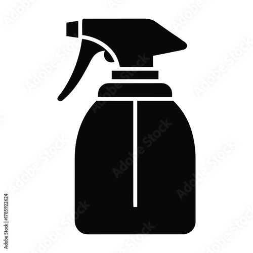 Black spray bottle vector illustration for cleaning product and gardening tool design needs