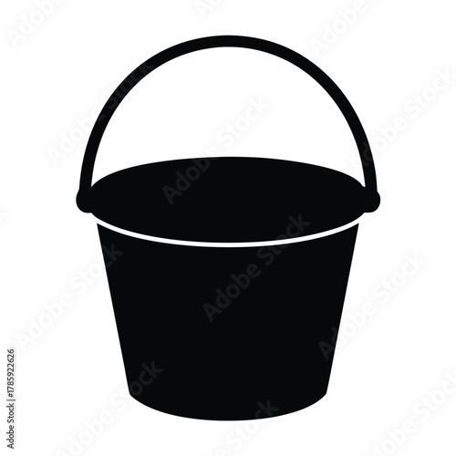 Find black bucket vector illustration for cleaning gardening and household needs clip art graphic design