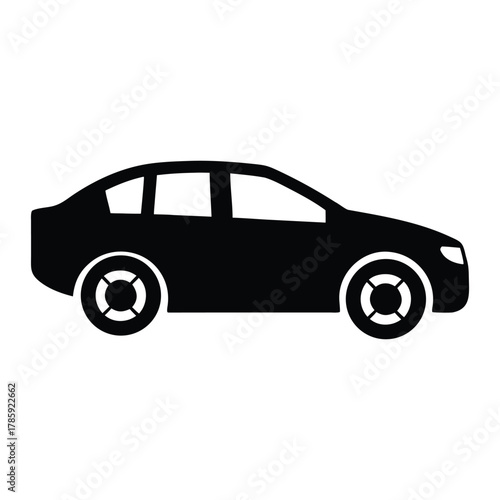 Black sedan car vector graphic illustration for transportation and automotive industry designs needs