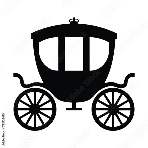 Find elegant horse drawn carriage vector image for wedding transportation and fairytale designs