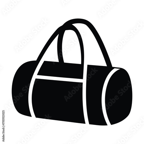 Download black and white duffel bag vector illustration for travel gym and sports design projects