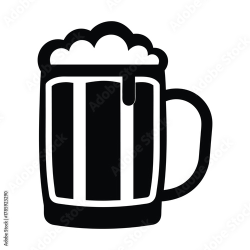 Vector graphic of a beer mug with foam, perfect for oktoberfest, brewery or pub promotions