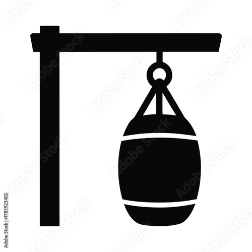 Punching bag training equipment for boxing and martial arts workout hanging from a stand icon