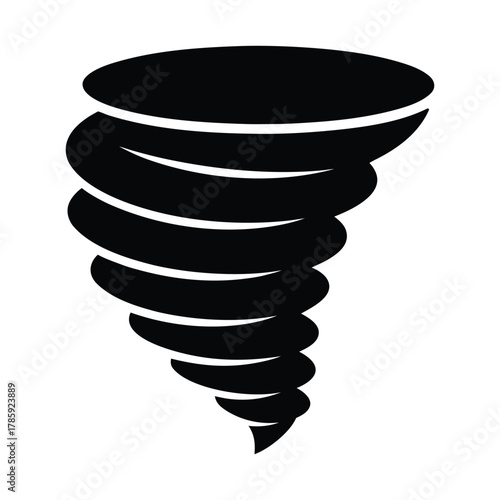 Black and white tornado vector illustration for weather forecast and disaster preparedness design
