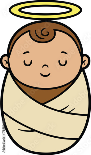 jesus baby on Straw cradle manger character vector illustration design