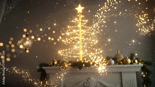 Magical Christmas Light Effects – Golden Sparkles and Snowflakes