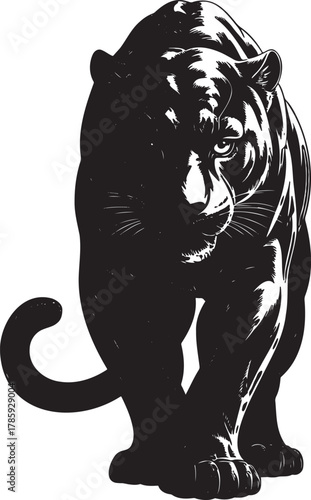 Black Panther Prowling – Stylized Vector Illustration of Stealth and Power 