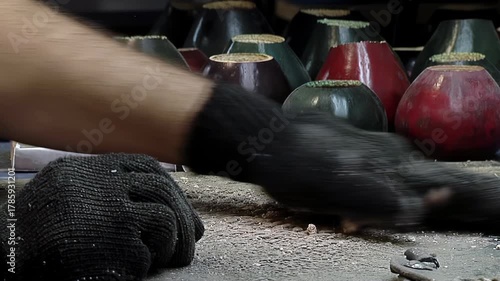 Artisan Using Borax Paste in Metalwork Process for Traditional Mate Gourds - 4K