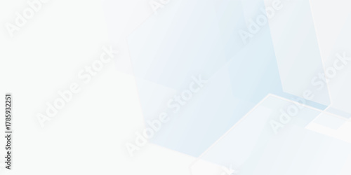 Overlapping geometric shapes in soft whites and light blues create a calming and minimalist design with an airy feel, perfect for backgrounds and modern aesthetics