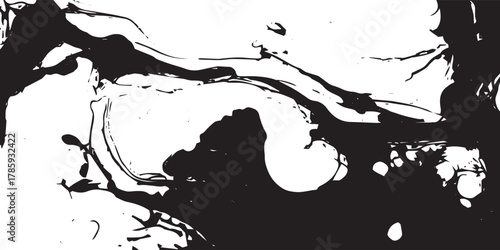 Abstract black and white fluid pattern with swirling organic shapes, creating a bold and modern design. Perfect for backgrounds, graphic design, or artistic projects