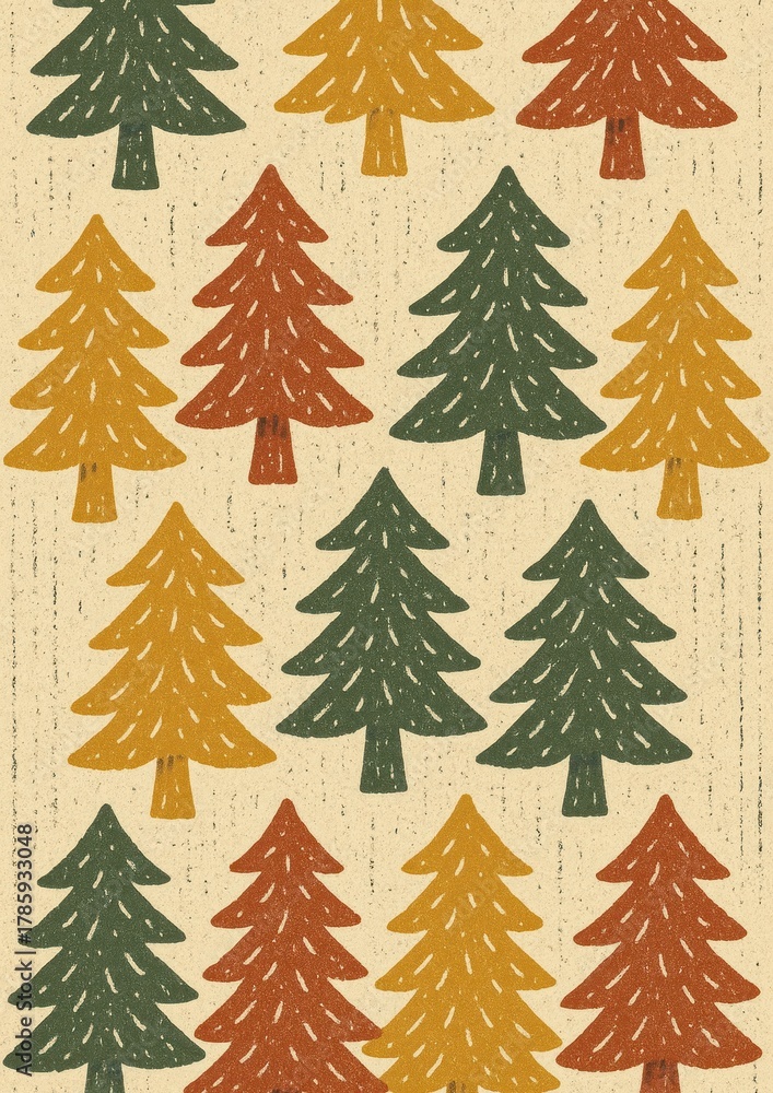 Obraz premium Vintage festive tree pattern