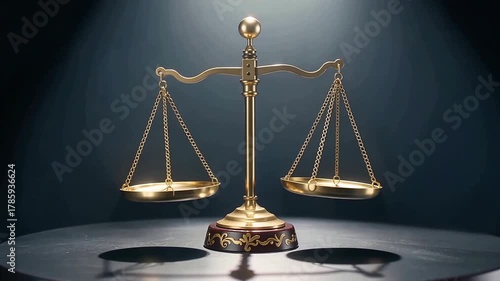 Golden Scales of Justice on a Dark Background