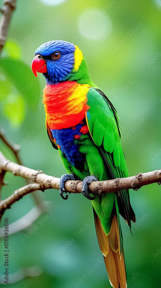 Obraz premium Vibrant Rainbow Lorikeet blue and yellow macaw