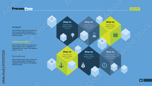 Six Three- dimensional Cubes Slide Template