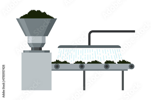 Olive washing equipment. Vector isolated element. Editable