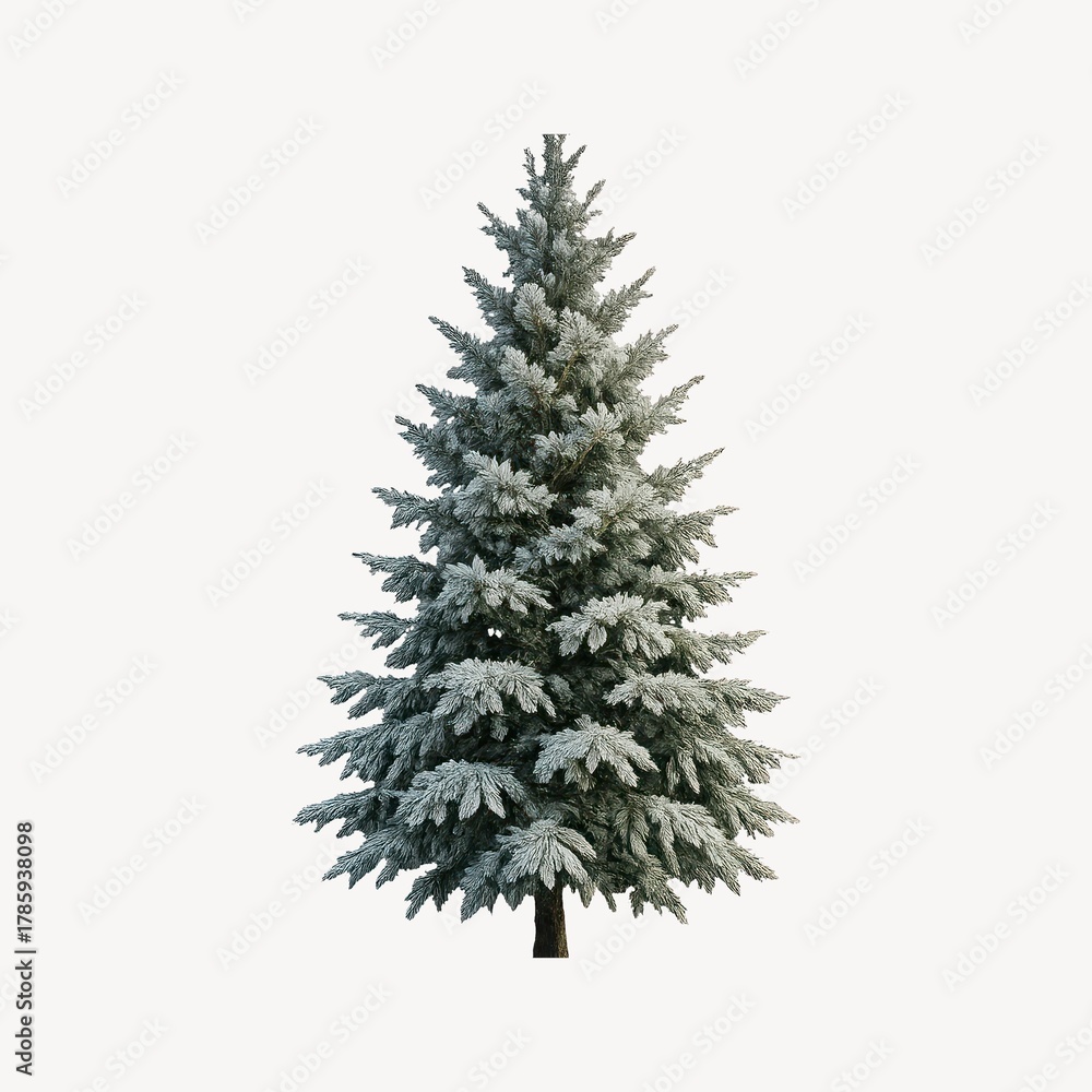 Fototapeta premium Snow-covered evergreen tree illustration.