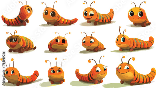 A cute vector cartoon collection of funny Halloween pumpkin, dog, bird, and frog character icons