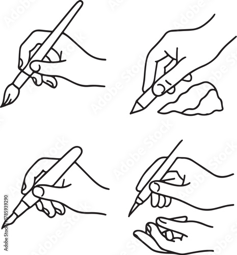 hand gestures black and white vector illustration eps