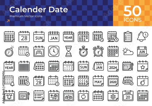 Calender date icon sheet, calendar, date, schedule, time, clock, event, appointment, deadline, planner, reminder, organizer, agenda, management, meeting, day, month, year, week.