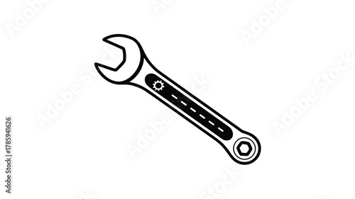 Adobe IllustrBlack wrench icon isolated on white background, simple vector illustration representing tool, repair, maintenance, and mechanical work concept
ator Artwork