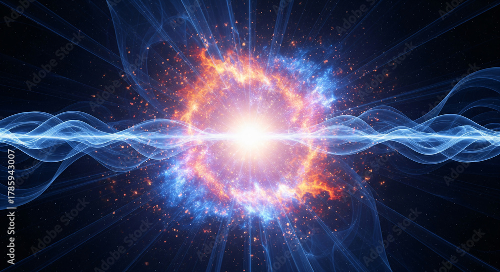 Fototapeta premium Radiant Vortex of Cosmic Flames and Energy Waves with Aura and Ethereal Energy Symbolizing Spiritual Power and Transcendence JPG