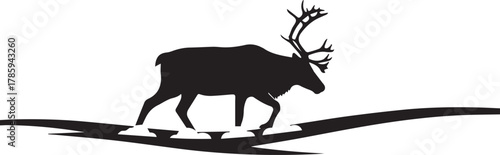 Majestic reindeer silhouette trotting through snowy landscape wildlife animal photography