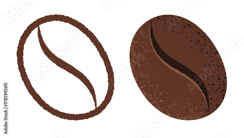 Vector set icons of coffee bean in flat style. Vector illustration of coffee beans.