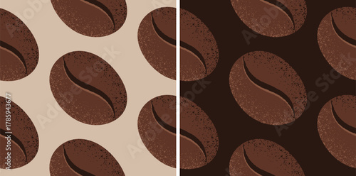 Vintage vector seamless pattern with coffee beans