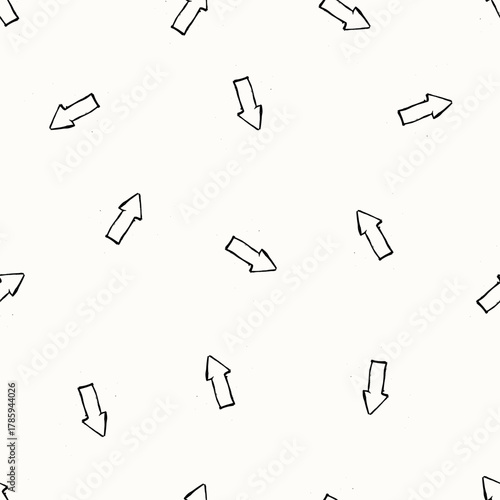 A playful pattern featuring black line art arrows scattered across a pale background. Perfect for backgrounds, textiles, or branding that suggests direction, movement, and retro minimalism.