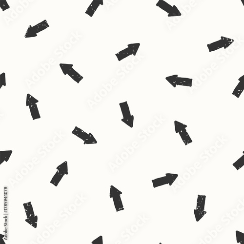 A playful pattern featuring black arrows scattered across a pale background. Perfect for backgrounds, textiles, or branding that suggests direction, movement, and retro minimalism.