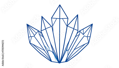 Geometric Crystal Lotus Flower Line Art.